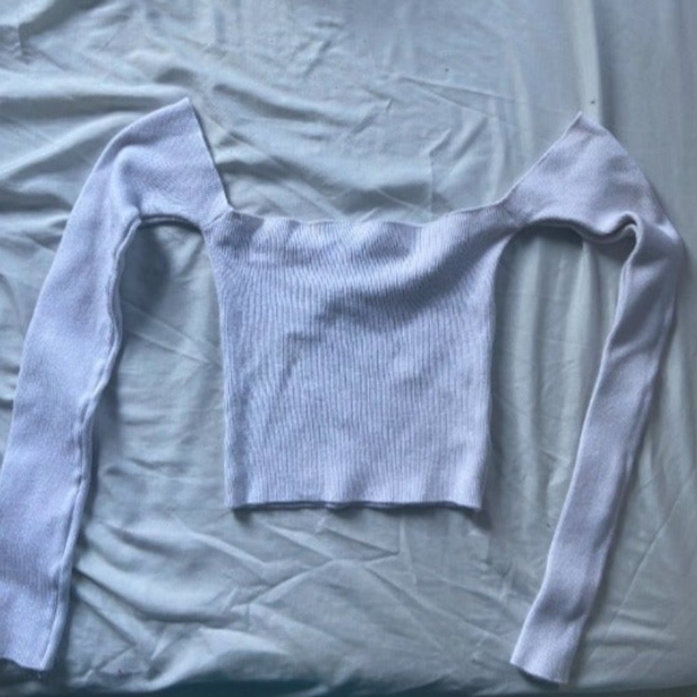 FOREVER 21 White Off Shoulder Long Sleeve Top